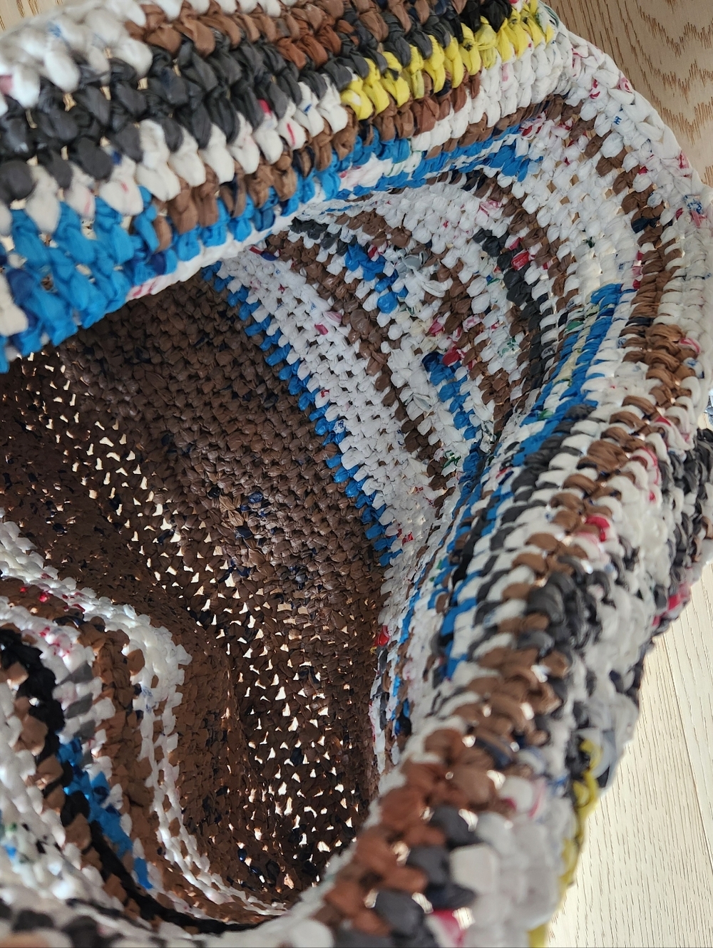 Handmade Upcycled Plarn Recycled Plastic Bag Crotchet Market Tote Eco-Friendly - Picture 10 of 10